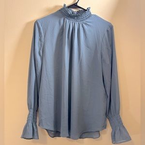 Ann Taylor teal high neck blouse